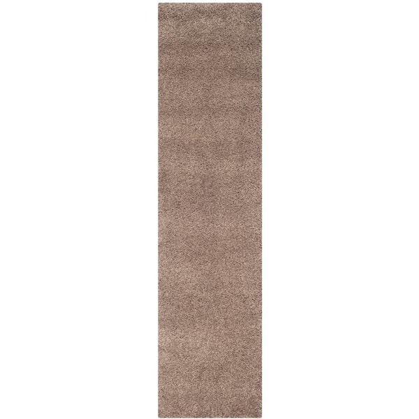 California Shag Taupe 2 ft. x 11 ft. Solid Runner Rug