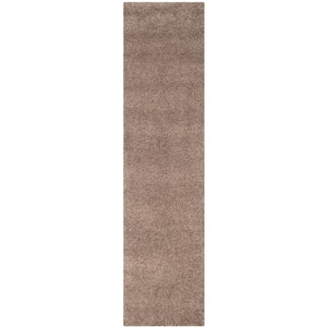 California Shag Taupe 2 ft. x 21 ft. Solid Runner Rug