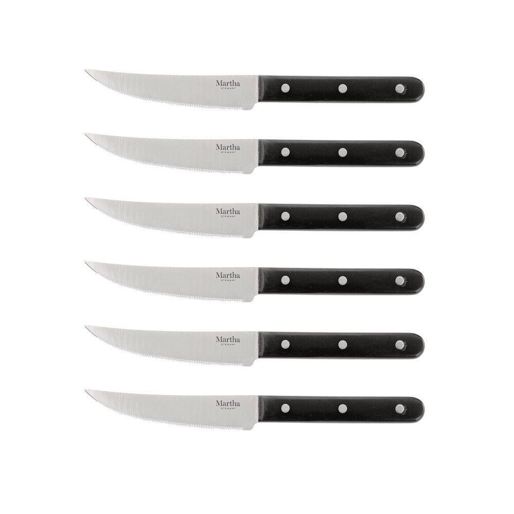 14-Piece Black Stainless Steel Cutlery Set with Acacia Wood Block