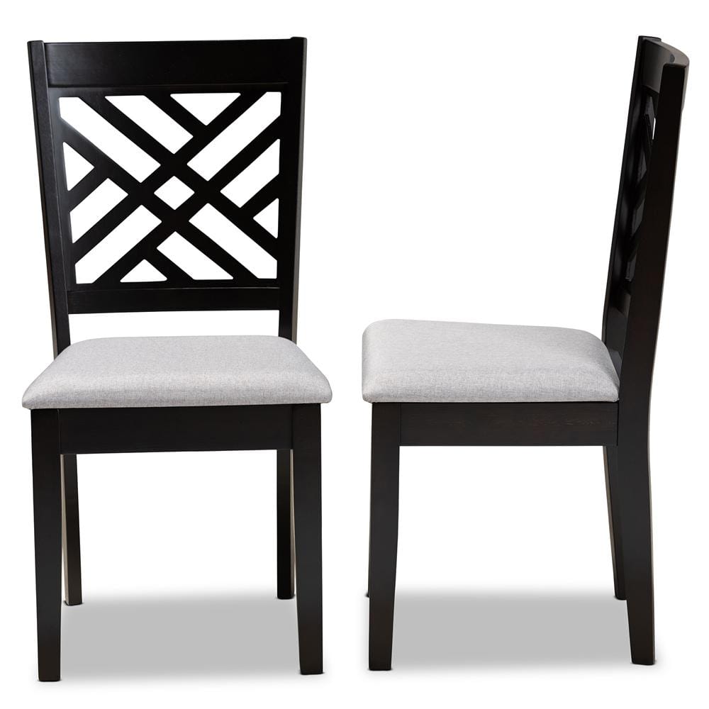 Espresso & Gray Upholstered Parsons High-Back Side Chair