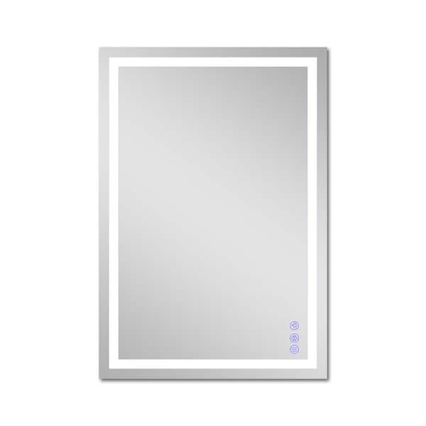 26 in. W x 38 in. H LED Light Rectangular Modern Frameless Wall Bathroom Mirror White