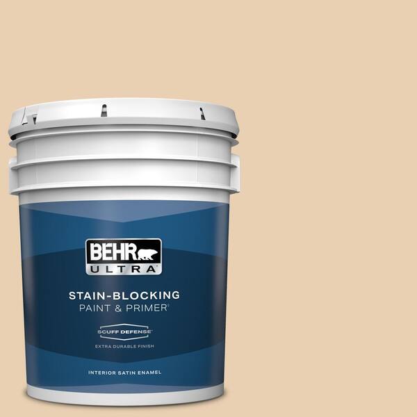 BEHR ULTRA 5 gal. #S290-2 White Bean Hummus Extra Durable Satin Enamel Interior Paint & Primer