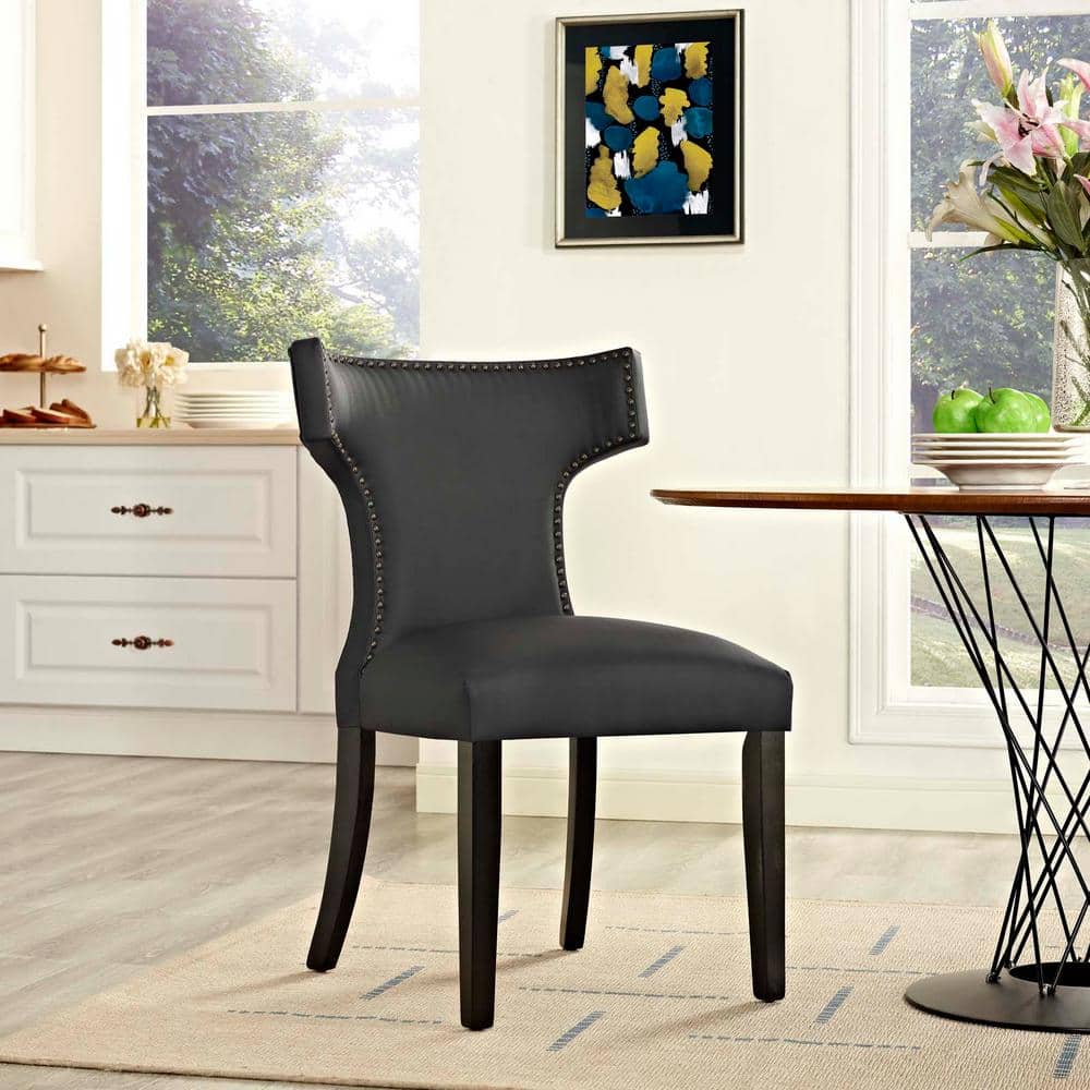 Black Faux Leather Upholstered Parsons Side Chair