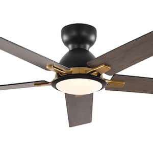 Mitch 52 in. Integrated LED Indoor Black Ceiling Fans with Light and Remote Control