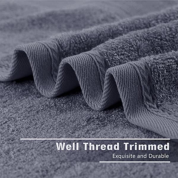 JML 2 Piece Bamboo Bath Towels(27x55) Antibacterial and Hypoallergenic,  Soft and Absorbent,Grey&Black 