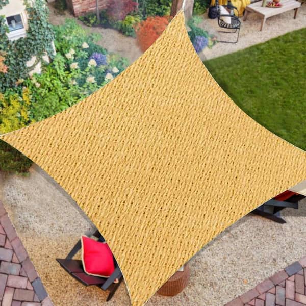 Kahomvis 16 ft. x 16 ft. Sand Square Sun Shade Sail UV Block Canopy