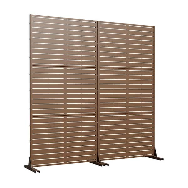 Outdoor Privacy Fence 35 in. L x 16 in. W x 72 in. H Brown Galvanized Steel Garden Privacy Screen Set Of 2