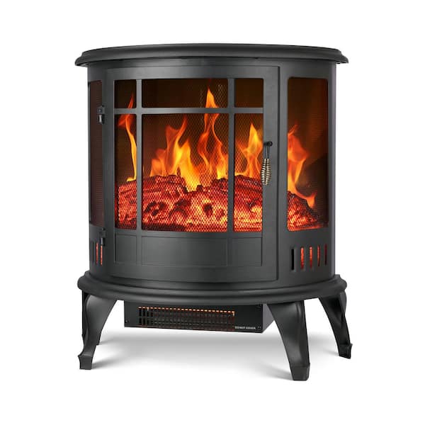 Unbranded 22 in. Freestanding Electric Fireplace in Black with Overheat Protection