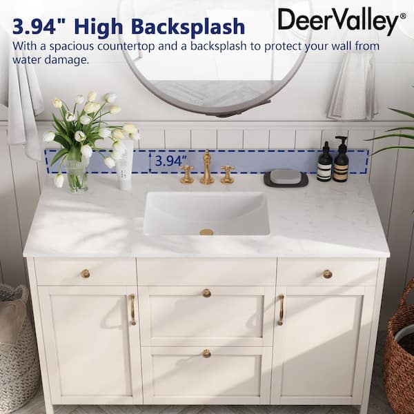 DEERVALLEY 49 in. W x 22 in. D Engineered Stone White