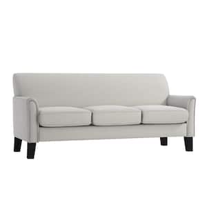 75 in. Square Arm Linen Straight White Modern Sofa