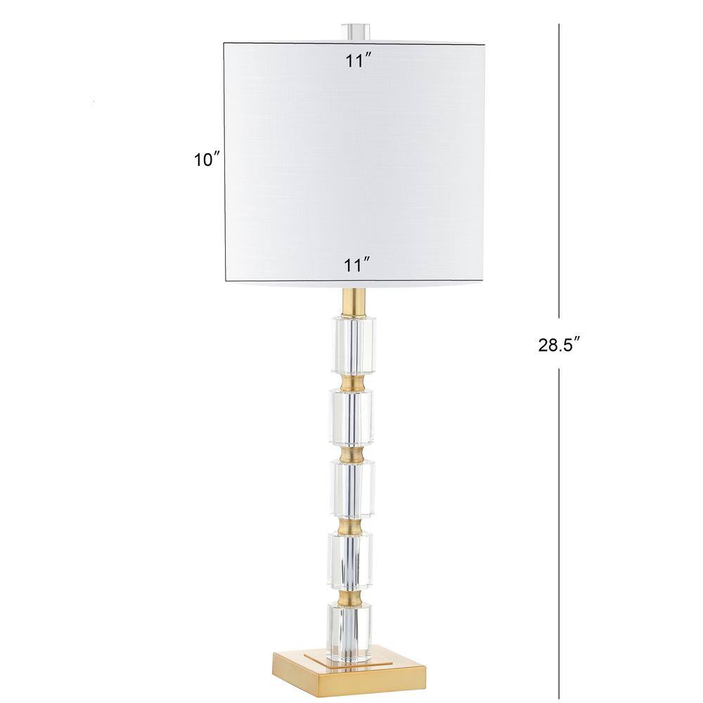 Elegant White Linen Shade Crystal LED Table Lamp Set, 28.5" Height