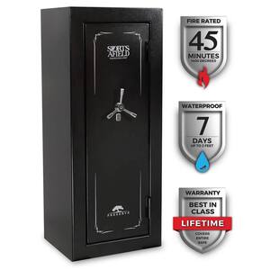 Preserve 24-Gun Fire and Waterproof Gun Safe with Biometric Lock, Black Textured Gloss