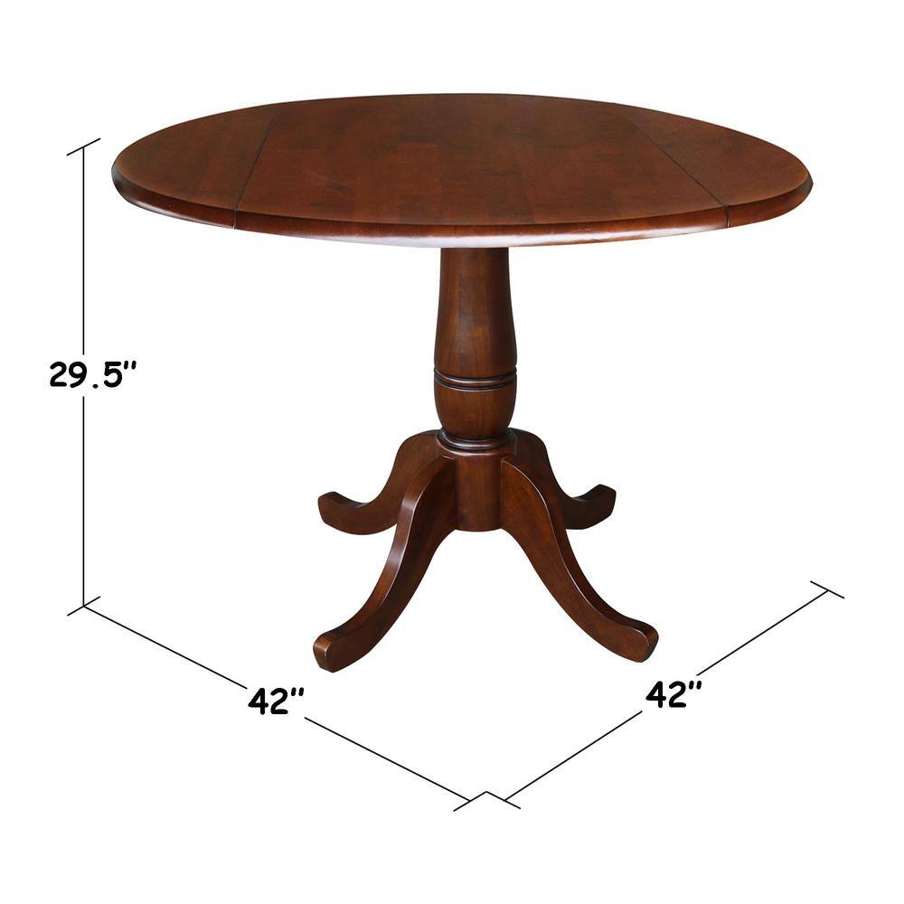 Espresso Solid Wood 3-Piece Round Pedestal Dining Set