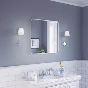 30 in. W x 30 in. H Rectangular Aluminum Framed Wall Bathroom Vanity Mirror in Silver
