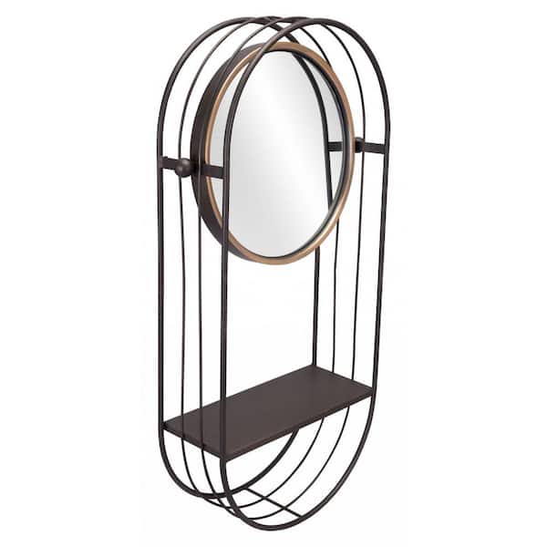 HomeRoots 15 in. x 28 in. Classic Irregular Framed Gray Vanity Mirror