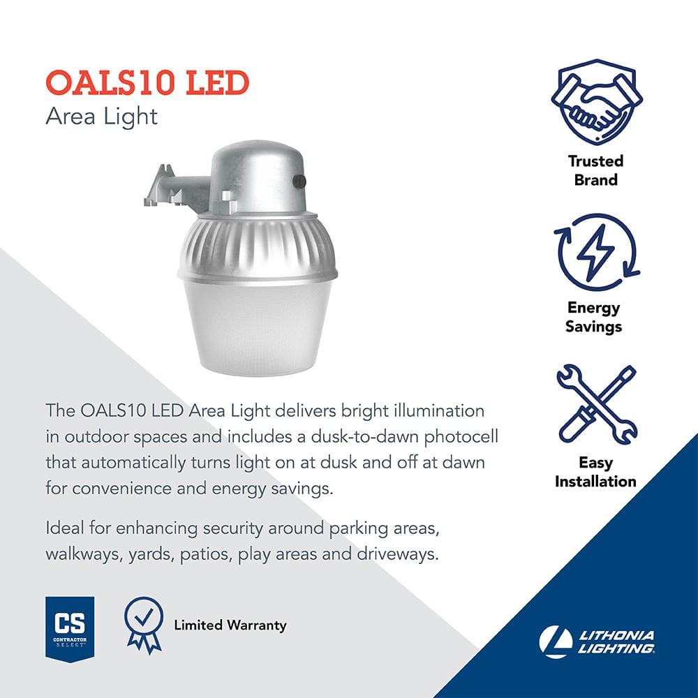 Gray Aluminum LED Dusk-to-Dawn Outdoor Wall Light