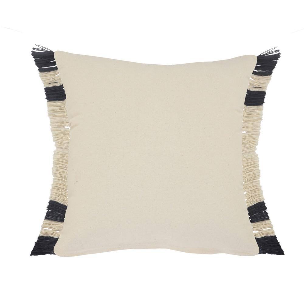 Blue and White Striped Fringe Throw Pillow, 20 inch