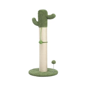 Large Cactus Cat Scratching Post with Natural Sisal Ropes Cat Scratcher for Cats and Kittens in White
