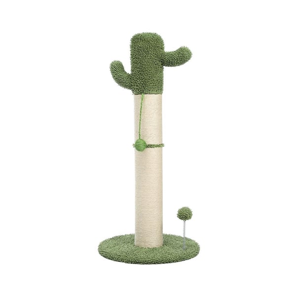 cenadinz Large Cactus Cat Scratching Post with Natural Sisal Ropes Cat Scratcher for Cats and Kittens in White