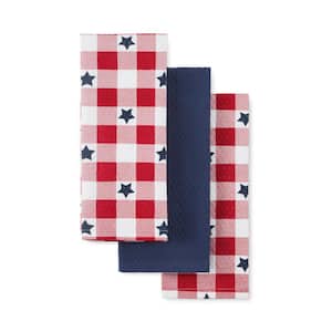 Red and White Stars Gingham Cotton Kitchen Towel (Set of 3)