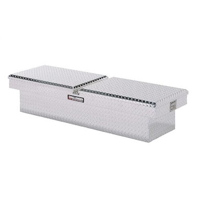 63.25 in Diamond Plate Aluminum Full Size Crossbed Truck Tool Box, Silver