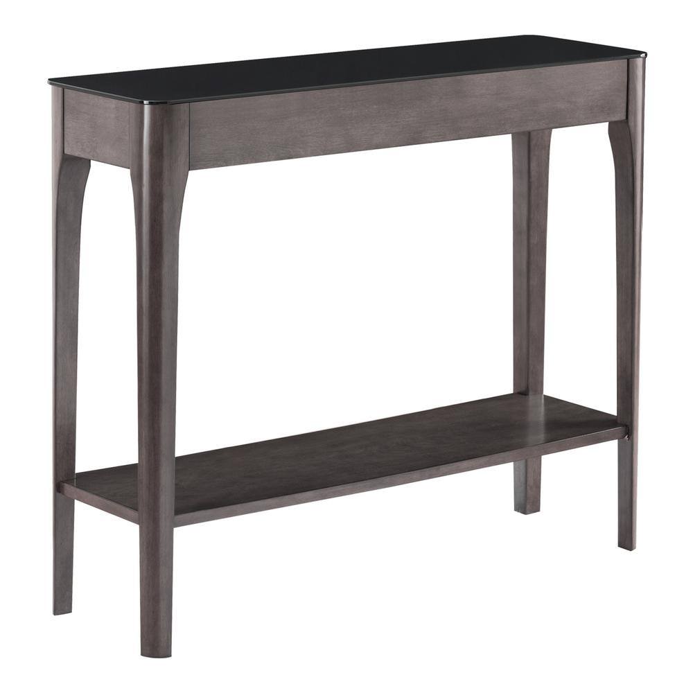 Leick Home Obsidian 36 In. L Smoke Gray Rectangle Glass Top Console ...