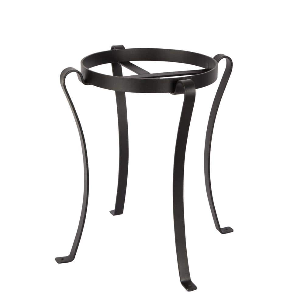 Black Wrought Iron 18" Patio Plant Stand with Curved Legs