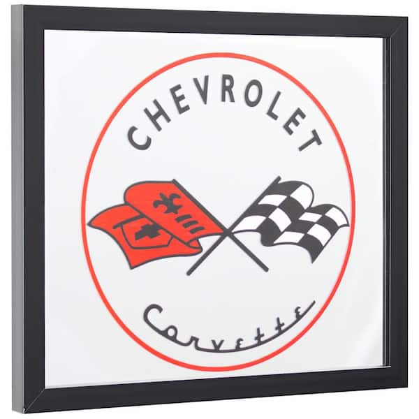 Chevrolet Corvette Black 13. 5in W x 15. 5in H Vintage Square Accent Framed Mirror