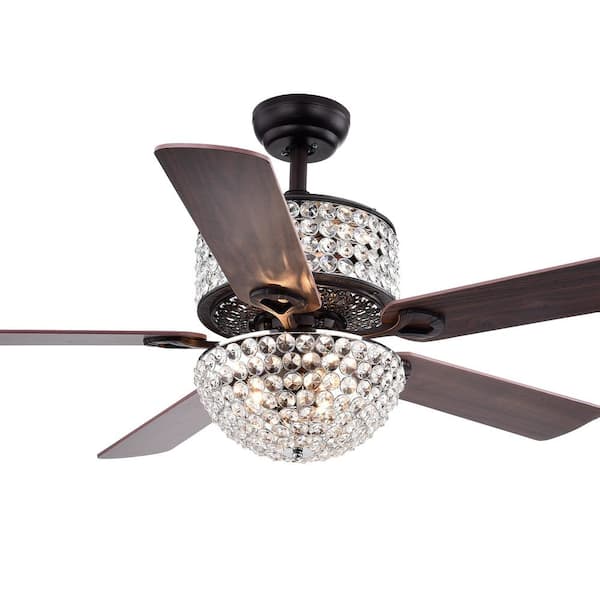 Warehouse of Tiffany Laure 52 in. Bronze Indoor Remote Controlled Ceiling Fan with Light Kit