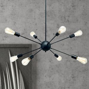 8-Light Black Sputnik Chandeliers, Modern Ceiling Light Fixture, Farmhouse Chandelier, Kitchen Light Fixtures Pendant
