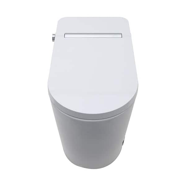 27.5 in. 1.28 GPF Single Flush Elongated Smart Toilet in White w/Built-in Bidet, LED Display, Warm Water Wash and Dryer