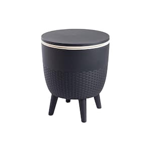 Cancun Black Round Resin 2-in-1 Side Table/Cooler