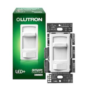Single-Pole or 3-Way Skylark Contour LED+ Dimmer Switch for Dimmable LED, Halogen and Incandescent Bulbs, White