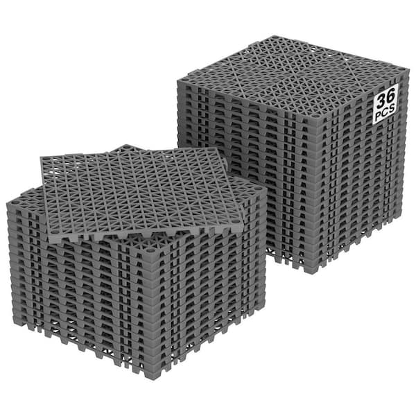 12 in. x 12 in. Interlocking Floor Tiles PVC Interlocking Drainage Garage Floor Tiles Mat Gym Flooring Tiles, (36-Pack)
