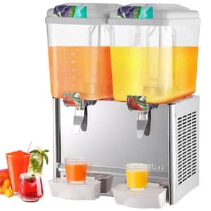 110-Volt Commercial Beverage Dispenser, 9.5 Gal. 36 L 2-Tanks Juice Dispenser Commercial, 18-Liter Per Tank 300-Watt