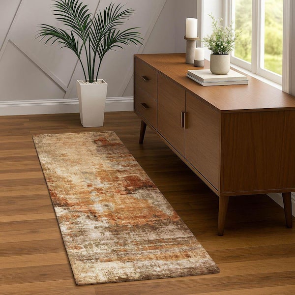 Chantille Machine Washable Indoor/Outdoor Abstract ACN2300 Copper 2 ft. 3 in. x 7 ft. 6 in. Runner Rug