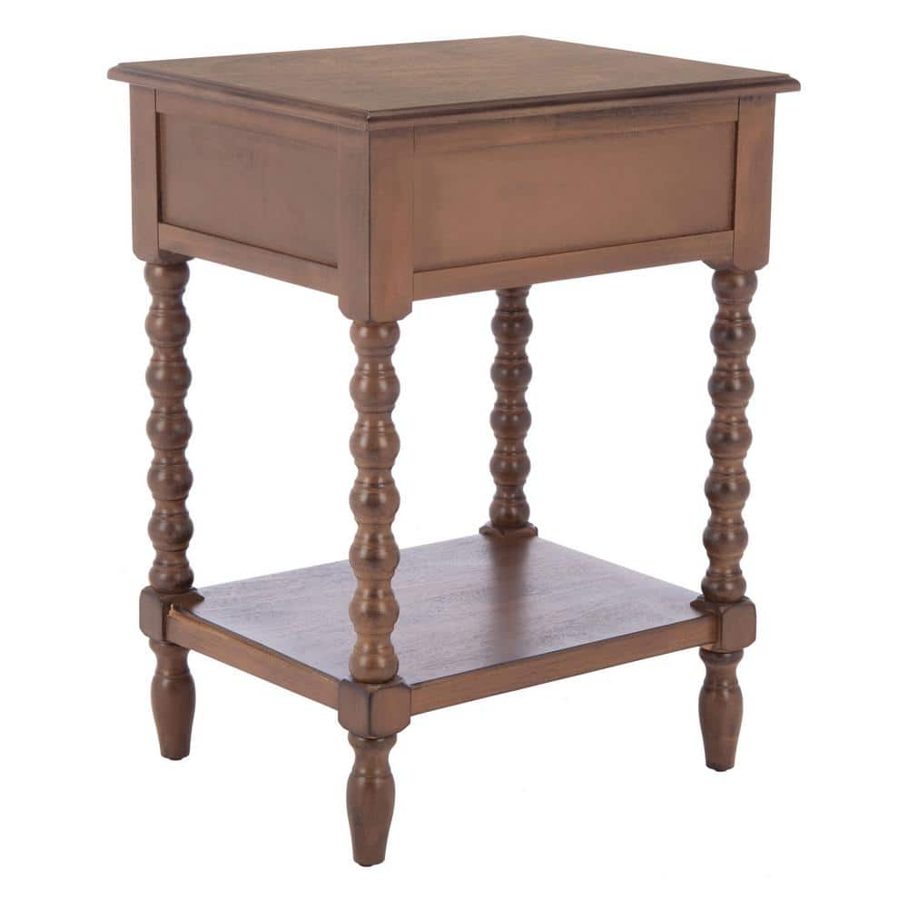 Athena Medium Brown Pinewood Accent Table with Storage