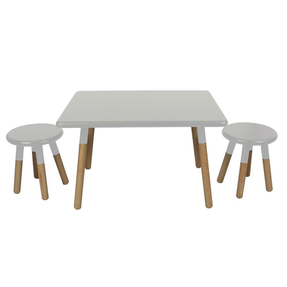 ACESSENTIALS Kids Dipped Table and Stool Set in Gray 0158401 - The