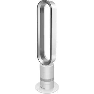 39 in. Portable Bladeless Tower Fan in Silver with 10-Speeds and Timing Closure