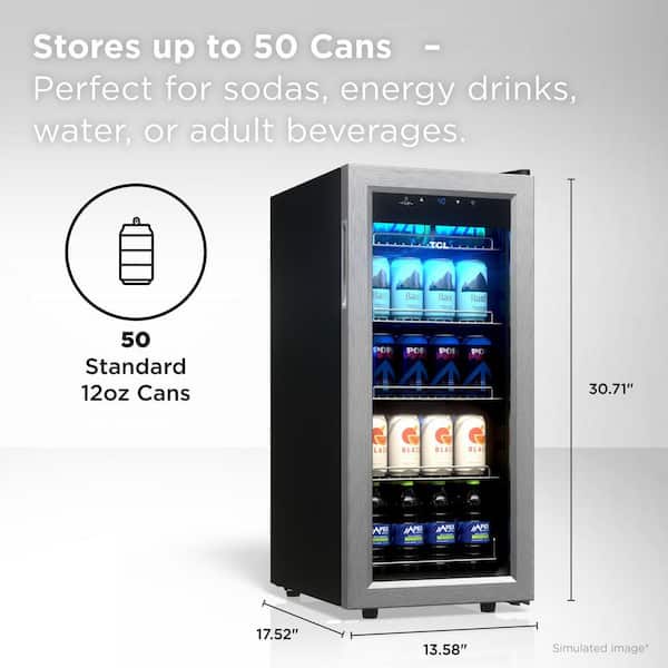 13.58 in. Single Zone 50 Cans Stainless Beverage Cooler