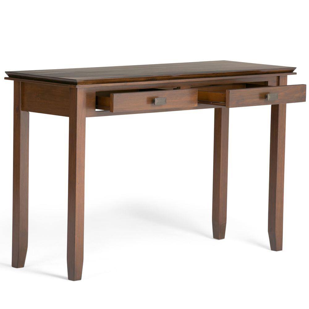 Artisan Transitional Solid Wood Console Table with Storage in Russet Brown