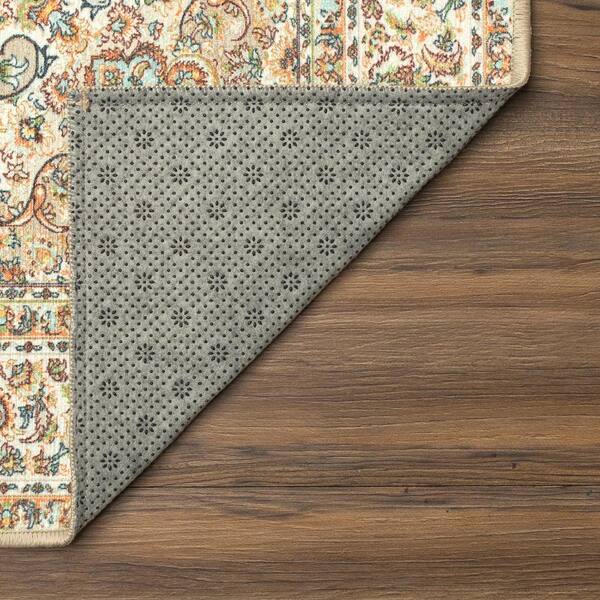 My Magic Carpet - Kenya Beige Medallion Washable 5 ft. x 7 ft. Area Rug