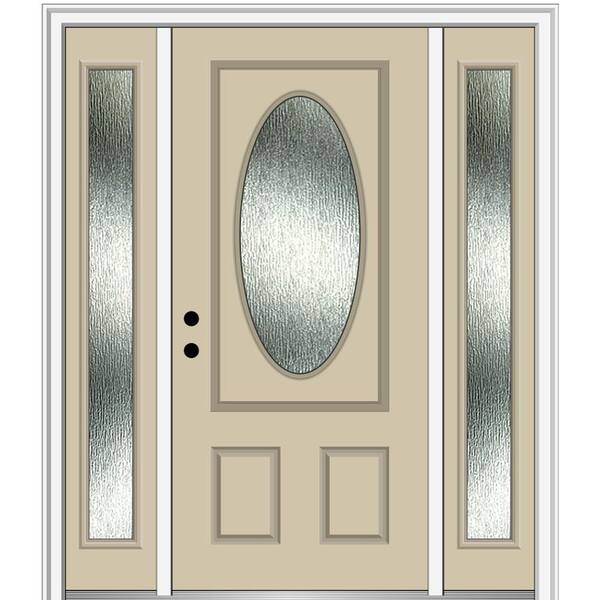 MMI Door 64 in. x 80 in. Right-Hand Inswing Rain Glass Wicker Fiberglass Prehung Front Door on 6-9/16 in. Frame