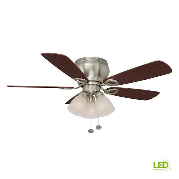Indoor Brushed Nickel Ceiling Fan with Light Kit Hampton Bay Everstar 44 in 