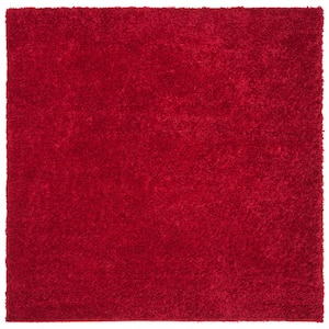 August Shag Red 9 ft. x 9 ft. Square Solid Area Rug