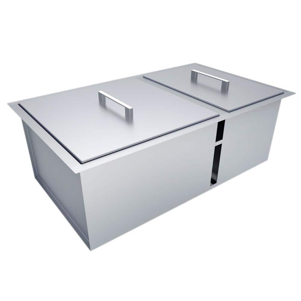 Over/Under 34 in. x 12 in. Height Double Basin Sink with Covers -  Sunstone, B-SK34