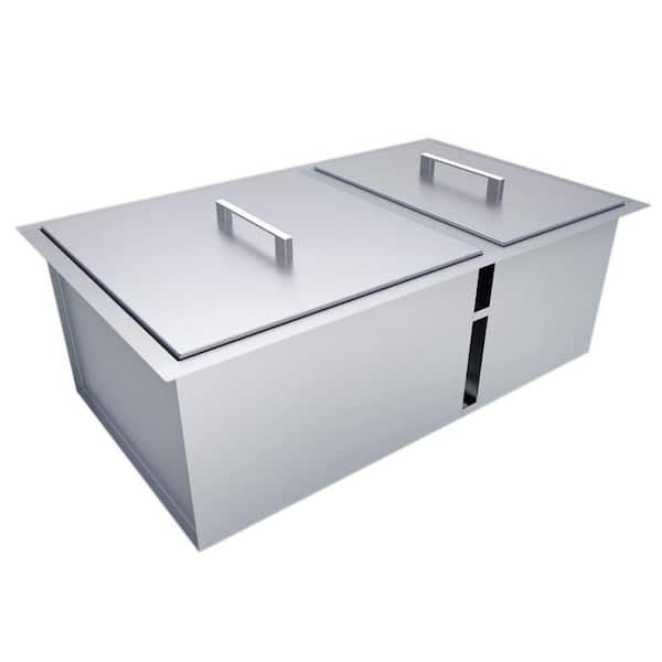 Sunstone Over/Under 34 in. x 12 in. Height Double Basin Sink with Covers