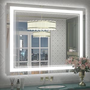 40 in. W x 36 in. H Rectangular Frameless 192 LEDs/m Front Lighted Anti-Fog Tempered Glass Wall Bathroom Vanity Mirror