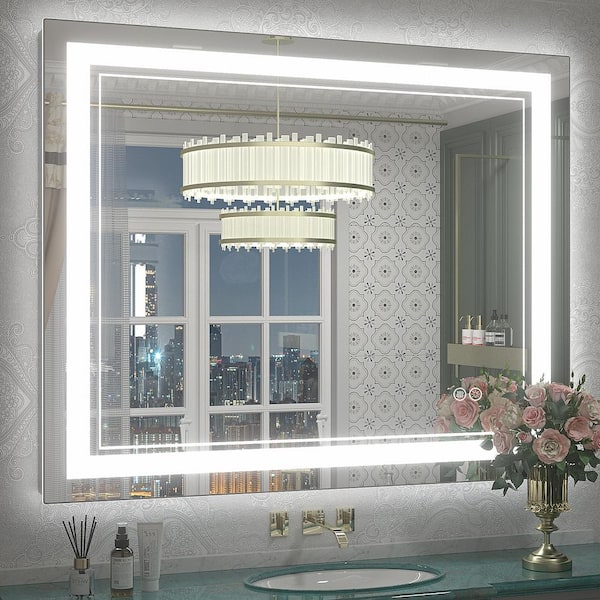 Apmir 40 in. W x 36 in. H Rectangular Frameless 192 LEDs/m Front Lighted Anti-Fog Tempered Glass Wall Bathroom Vanity Mirror