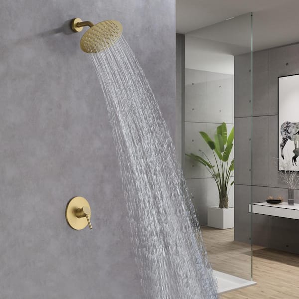 YONKI SUNSHIN INC Single Handle 1-Spray Pattern Shower Faucet 1.5 GPM, Shower Trim Kit with High Pressure and Pressure Balance in Gold